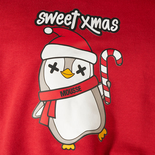 Felpa rossa girocollo Sweet Xmas