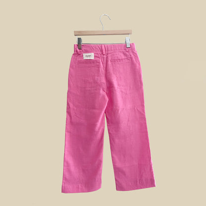 Pantalone in lino e cotone color barbie