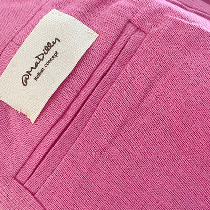 Pantalone in lino e cotone color barbie