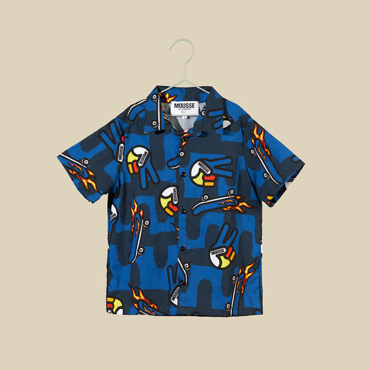 Camicia maniche corte blu con stampa Skate