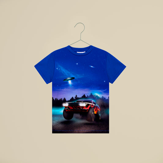 T-shirt blu elettrico mezze maniche UFO