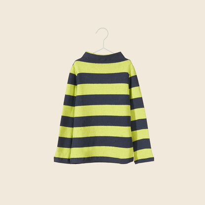 Maglia a righe blu e lime