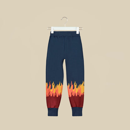 Pantalone jogger con stampa fiamme
