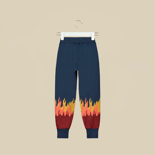 Pantalone jogger con stampa fiamme