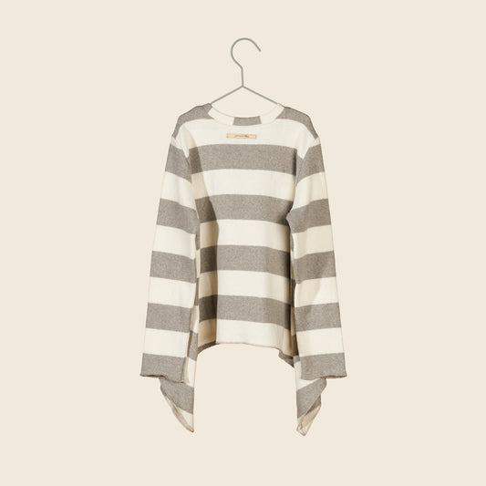 Maglia in caldo cotone a righe latte e grigio