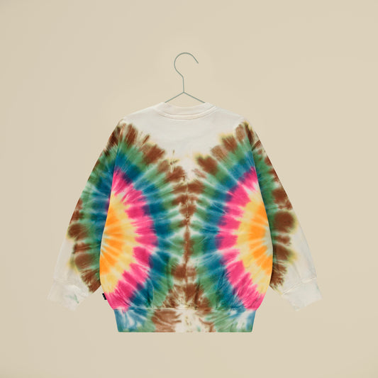 Felpa avorio girocollo multicolor tie-dye