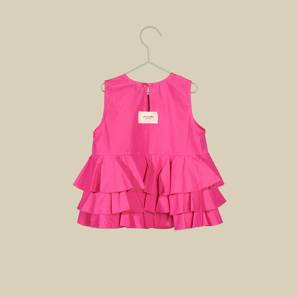 Top smanicato in cotone croccante color azalea
