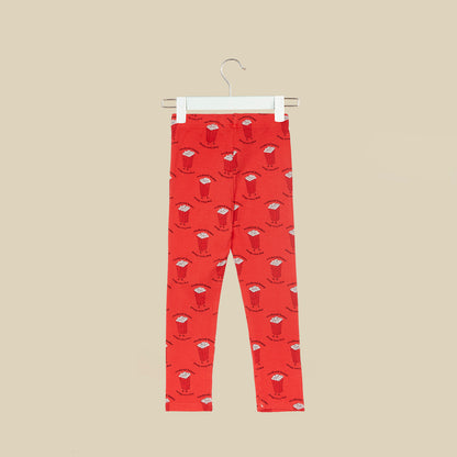 Leggings rossi con Pop Corn all over