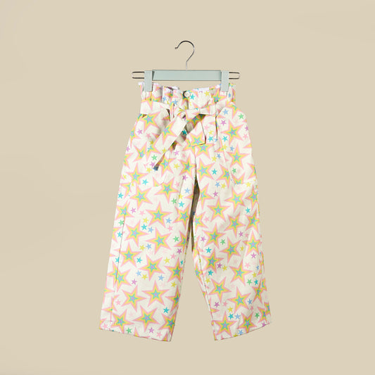 Pantalone lungo a vita alta con stampa Star Rainbow