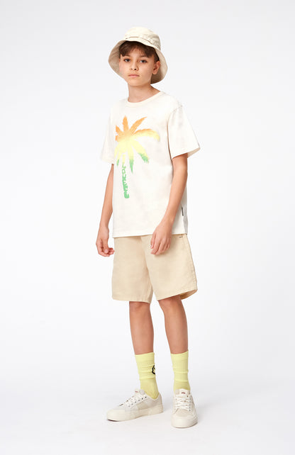 Shorts in lino e cotone color sabbia