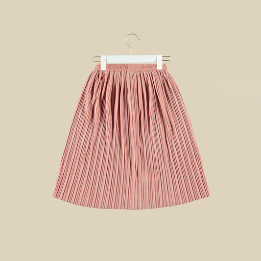 Gonna midi plissettata rosa cipria