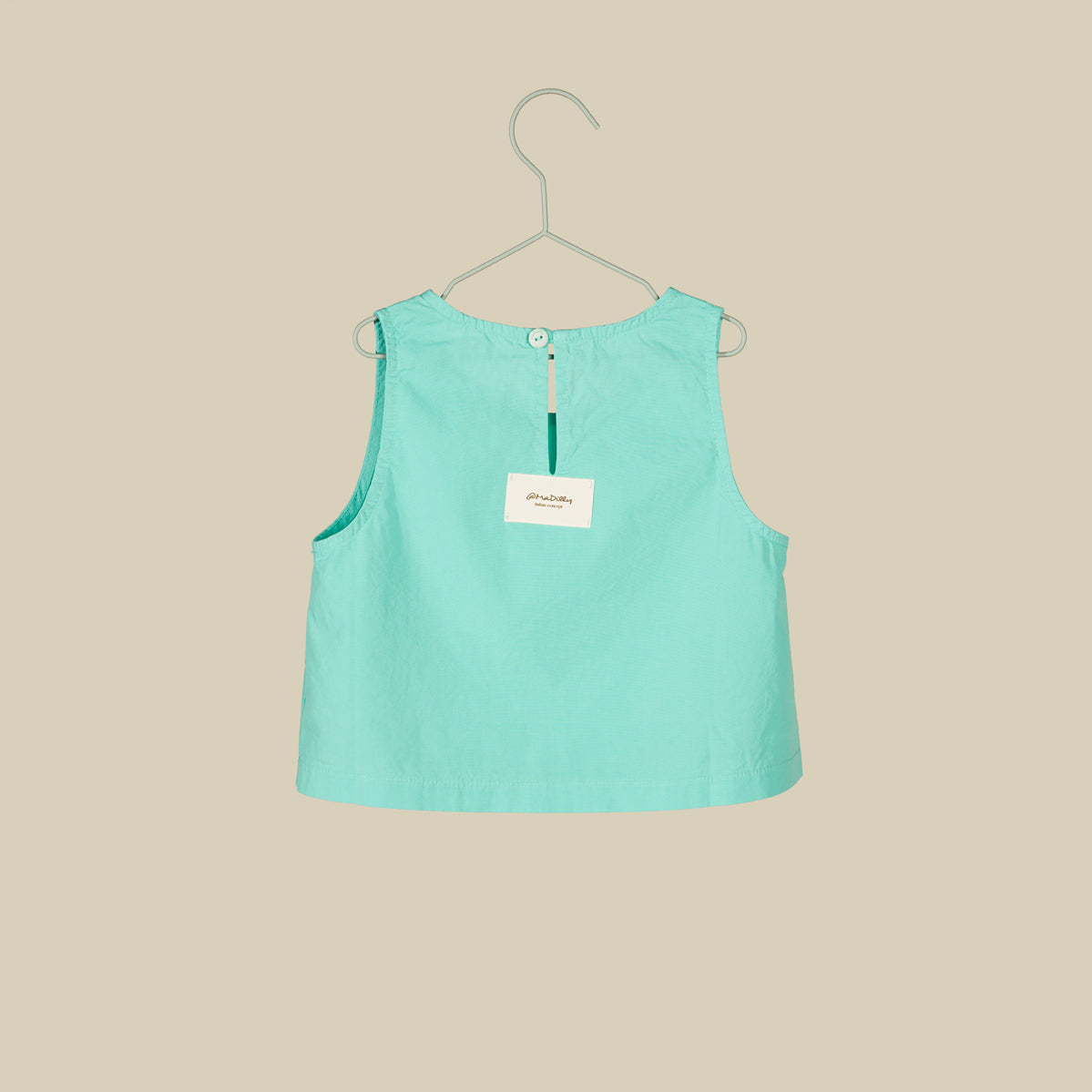 Top smanicato in cotone croccante acqua marina