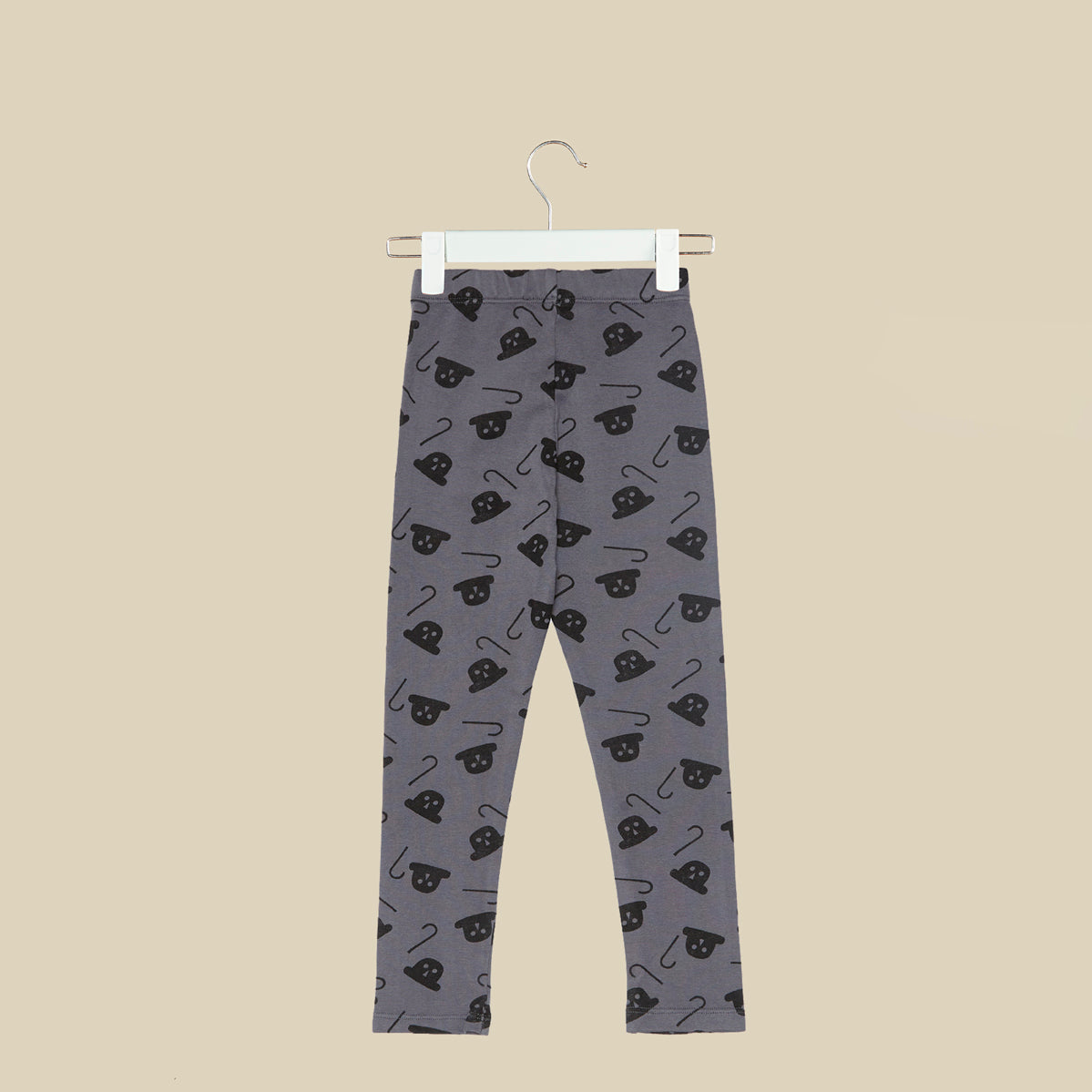 Leggings grigi con stampa Charlie Chaplin