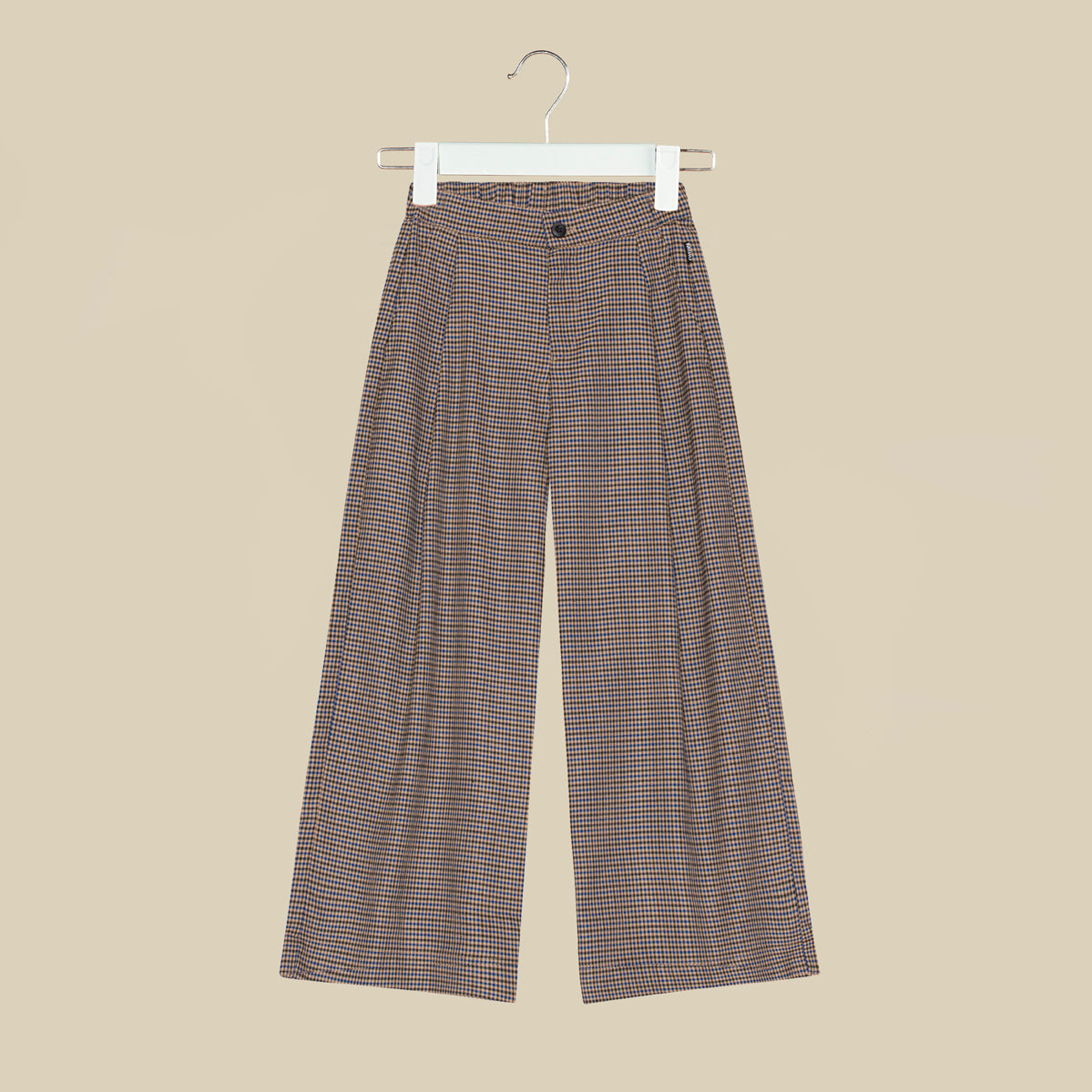 Pantalone lungo marrone stampa pied de poule