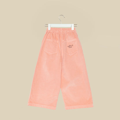 Pantalone svasato in velluto rosa chiaro