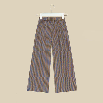 Pantalone lungo marrone stampa pied de poule