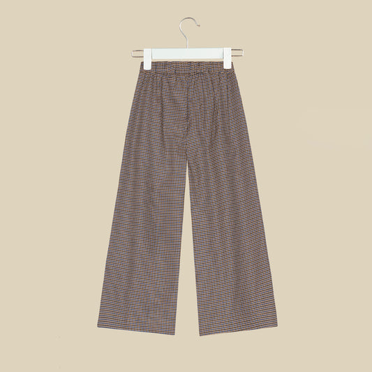 Pantalone lungo marrone stampa pied de poule