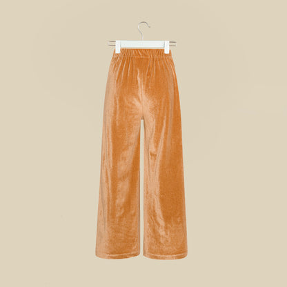 Pantalone lungo dorato gamba larga