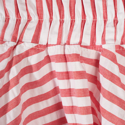 Gonna in cotone a righe bianche e rosso fragola