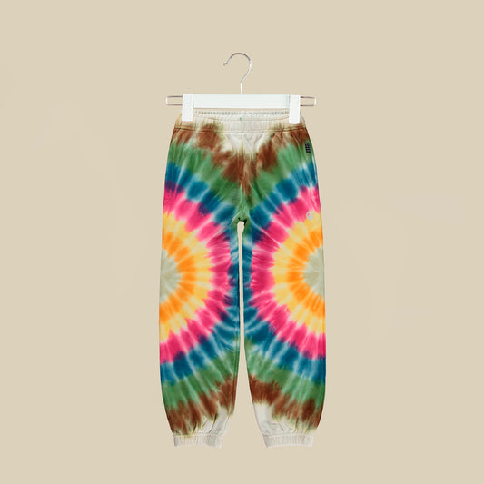 Pantalone lungo jogger avorio tie-dye multicolor