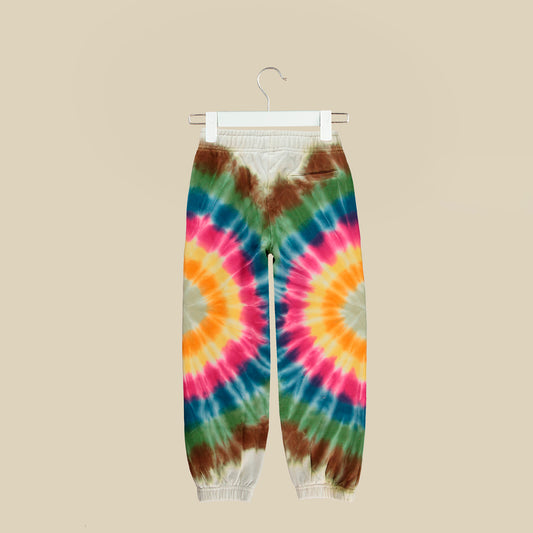 Pantalone lungo jogger avorio tie-dye multicolor