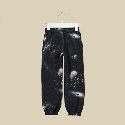Pantalone lungo jogger blu scuro con stampa Space