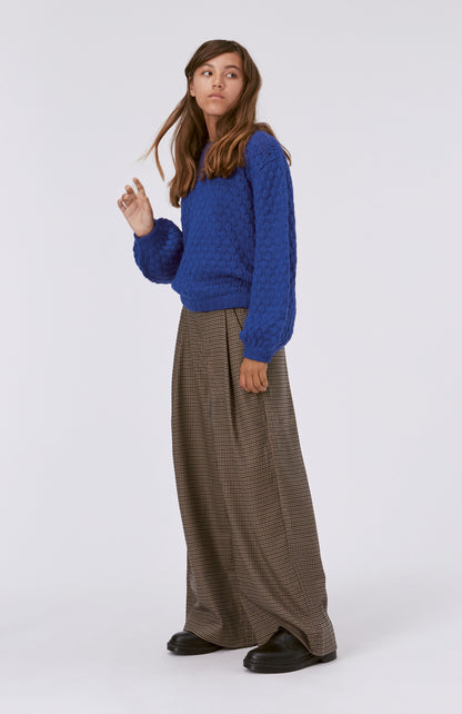 Pantalone lungo marrone stampa pied de poule