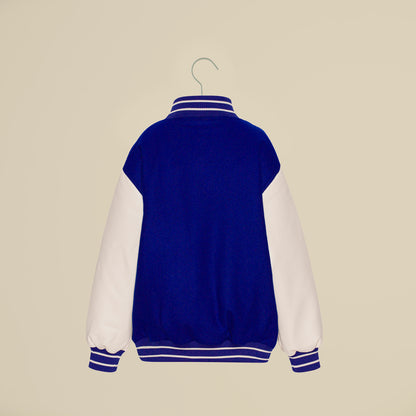 Bomber da baseball blu e bianca