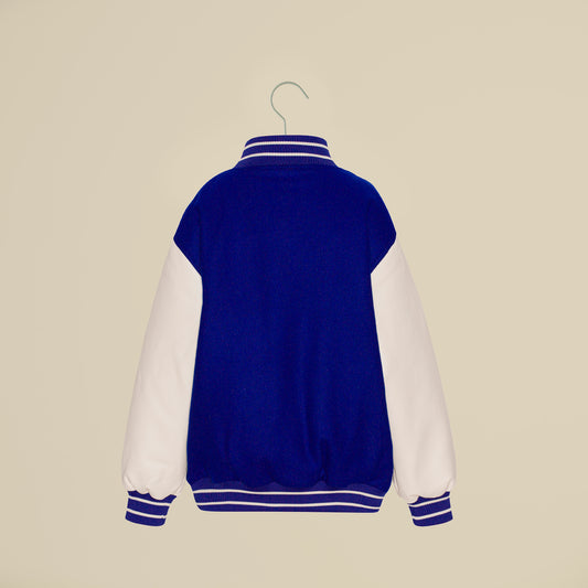 Bomber da baseball blu e bianca