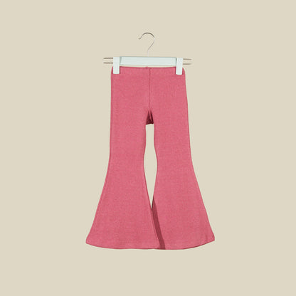 Pantalone scampanato in caldo cotone malva