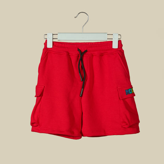Shorts in tuta rossa con logo Mousse