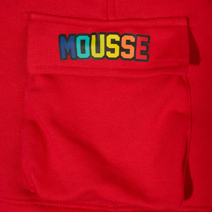 Shorts in tuta rossa con logo Mousse