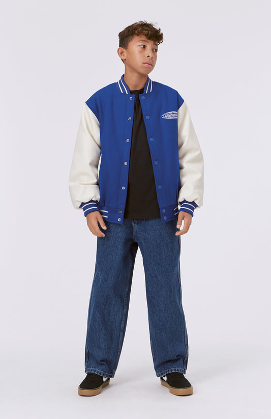 Bomber da baseball blu e bianca