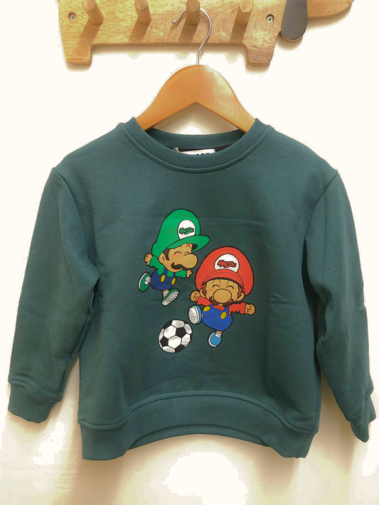 Felpa verde con Mario e Luigi