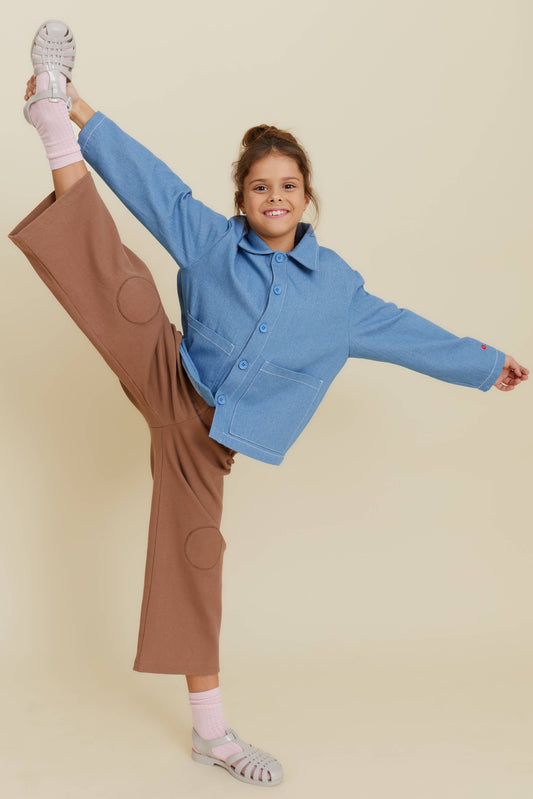 Pantaloni tabacco con toppe