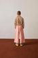 Pantalone svasato in velluto rosa chiaro