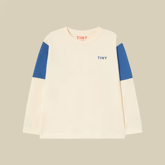 T-shirt maniche lunghe color block blu