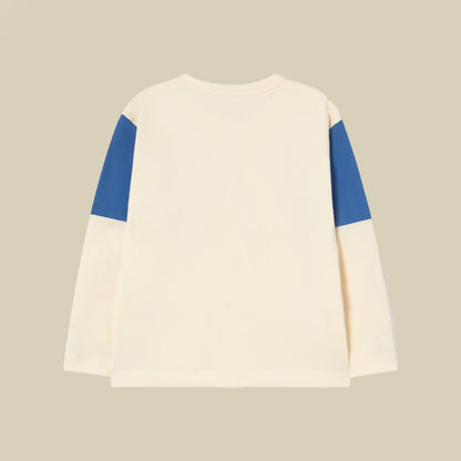T-shirt maniche lunghe color block blu