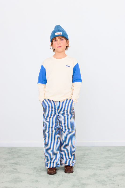T-shirt maniche lunghe color block blu