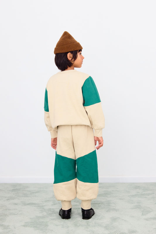 Pantalone della tuta color block verde