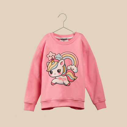 Felpa rosa con unicorno arcobaleno