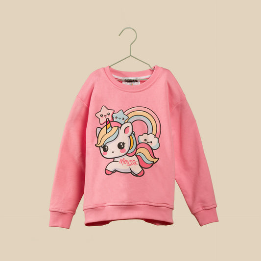 Felpa rosa con unicorno arcobaleno