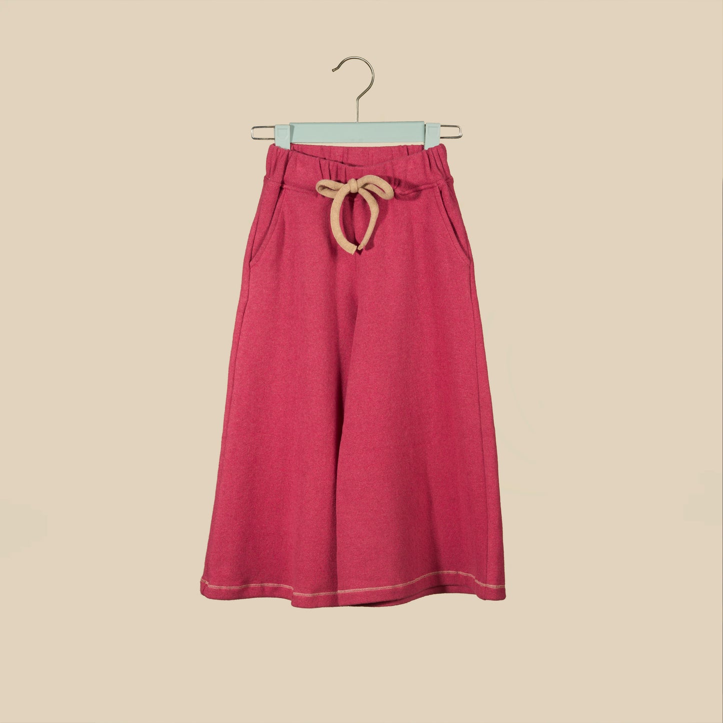 Pantalone palazzo in caldo cotone malva