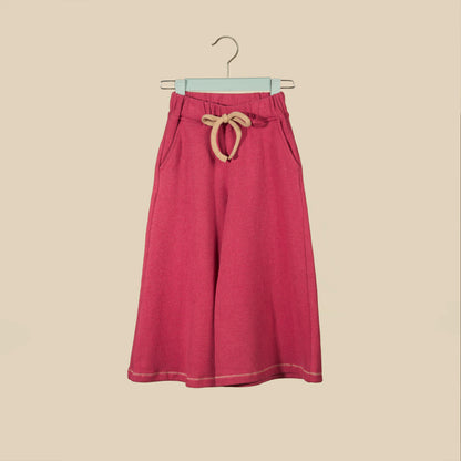 Pantalone palazzo in caldo cotone malva