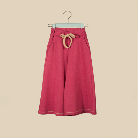 Pantalone palazzo in caldo cotone malva