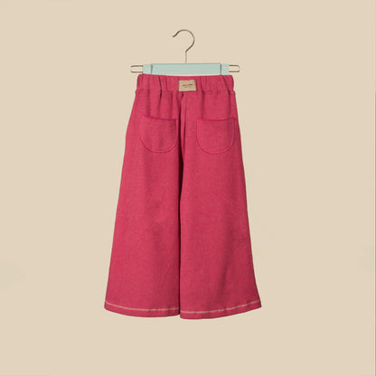 Pantalone palazzo in caldo cotone malva