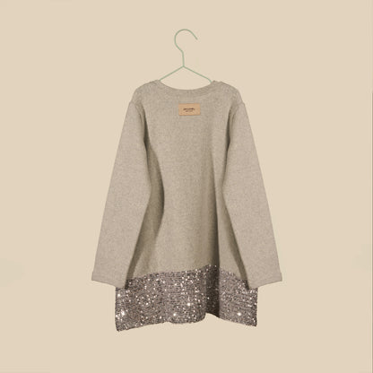 Vestino in caldo cotone grigio con paillettes