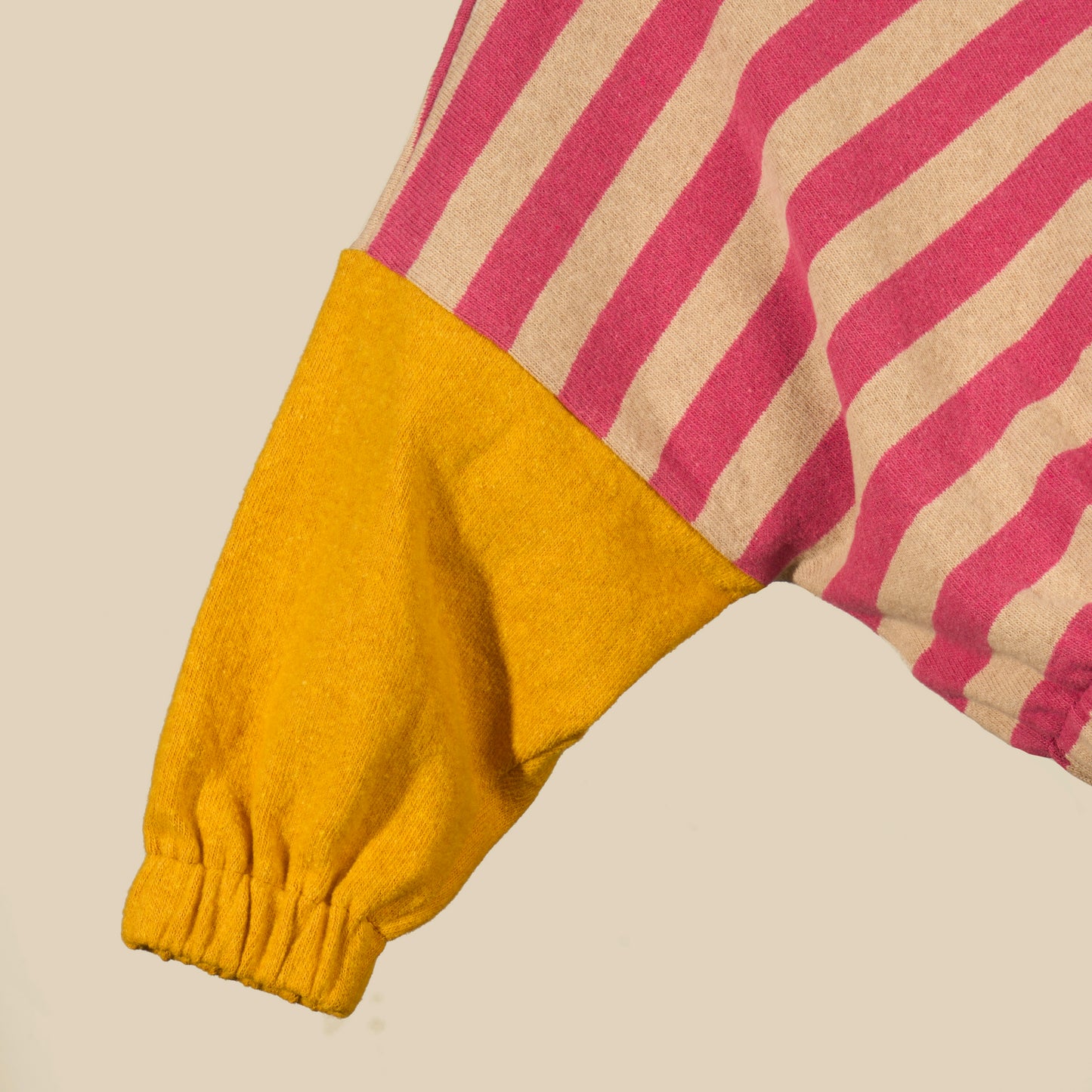 Maglia in caldo cotone righe orzo e rosa