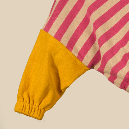 Maglia in caldo cotone righe orzo e rosa