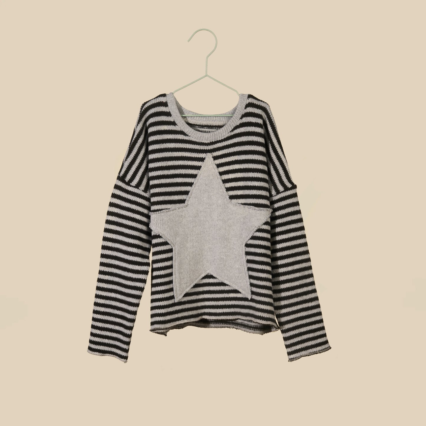 Maglione tricot a righe grigio-nero